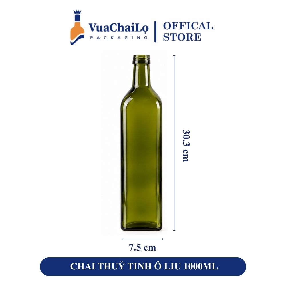 Chai Thuỷ Tinh Ô Liu Vuông 1000ML