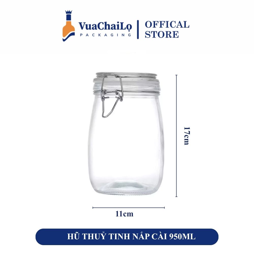 Hũ Thuỷ Tinh Nắp Cài 950ML