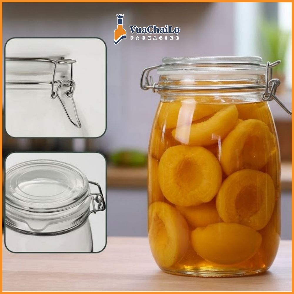 Hũ Thuỷ Tinh Nắp Cài 950ML