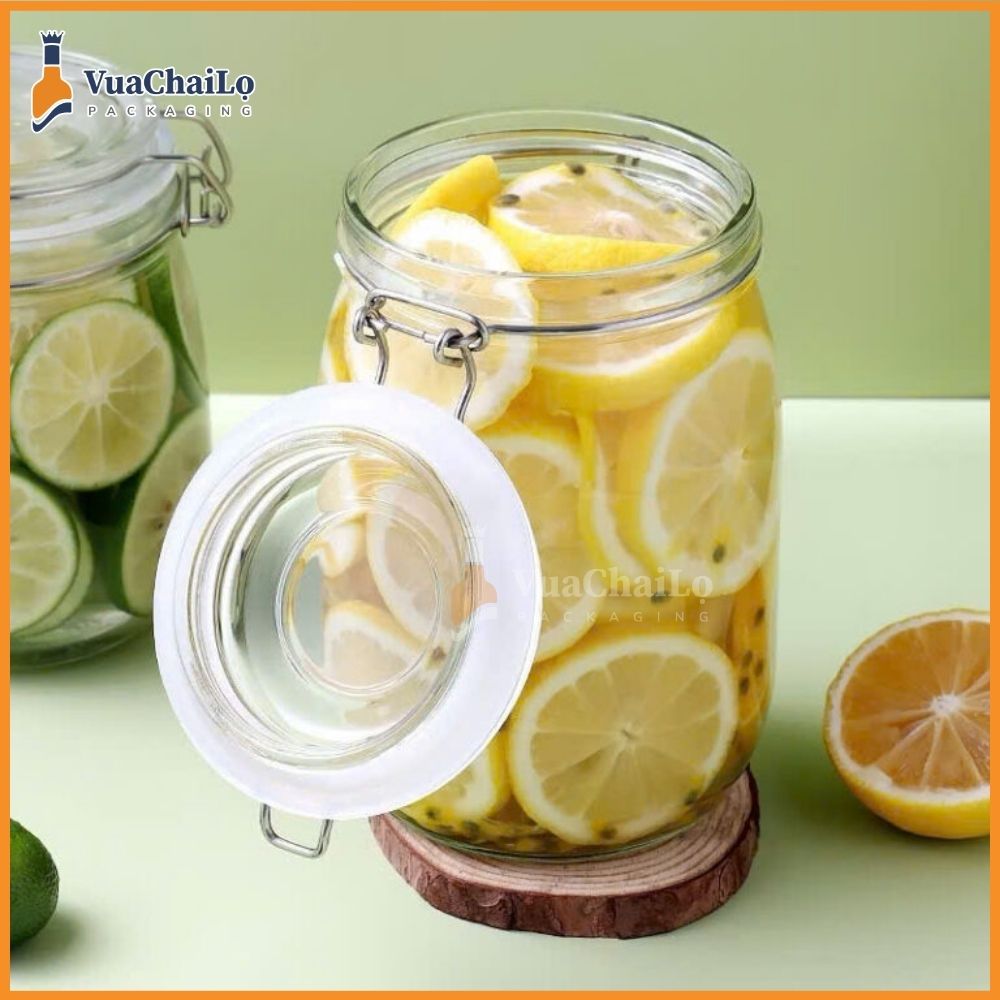 Hũ Thuỷ Tinh Nắp Cài 1500ML