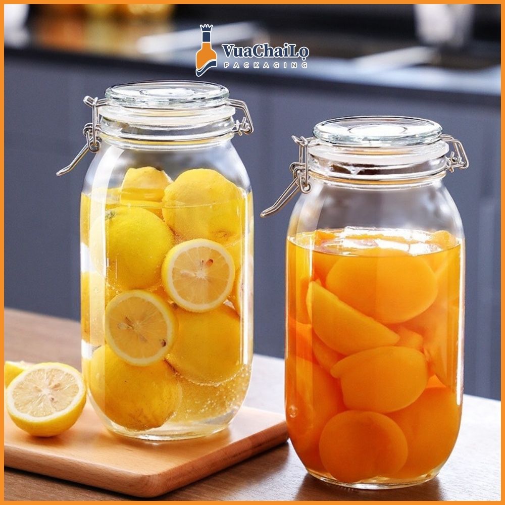 Hũ Thuỷ Tinh Nắp Cài 2000ml