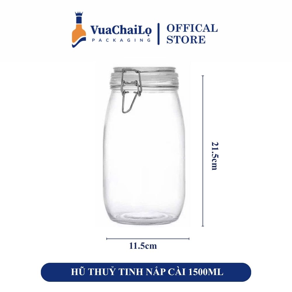Hũ Thuỷ Tinh Nắp Cài 1500ML