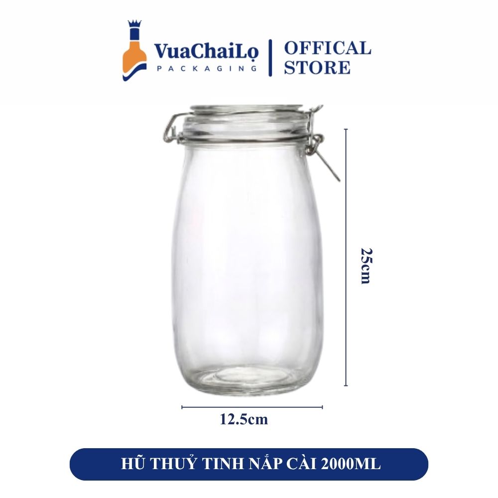 Hũ Thuỷ Tinh Nắp Cài 2000ml