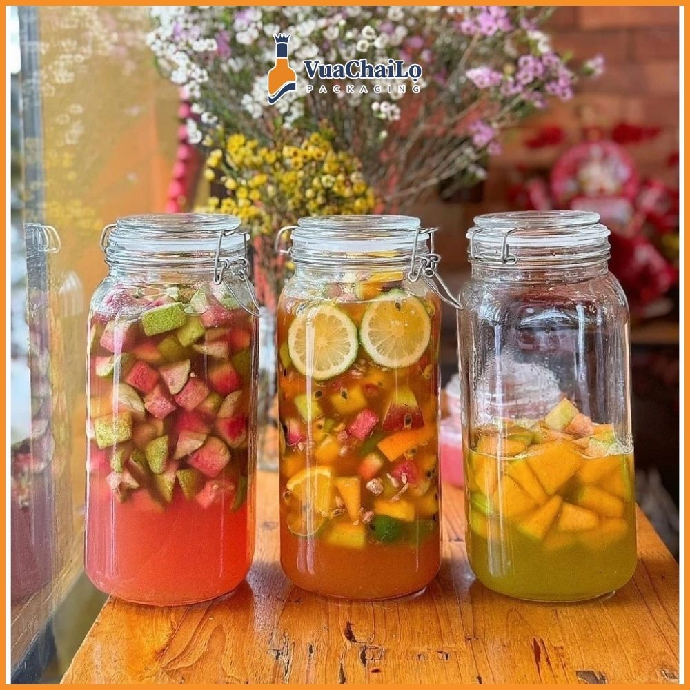 Hũ Thuỷ Tinh Nắp Cài 2000ml