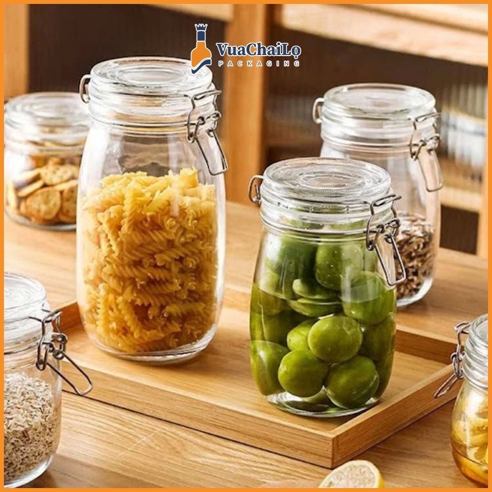 Hũ Thuỷ Tinh Nắp Cài 2000ml