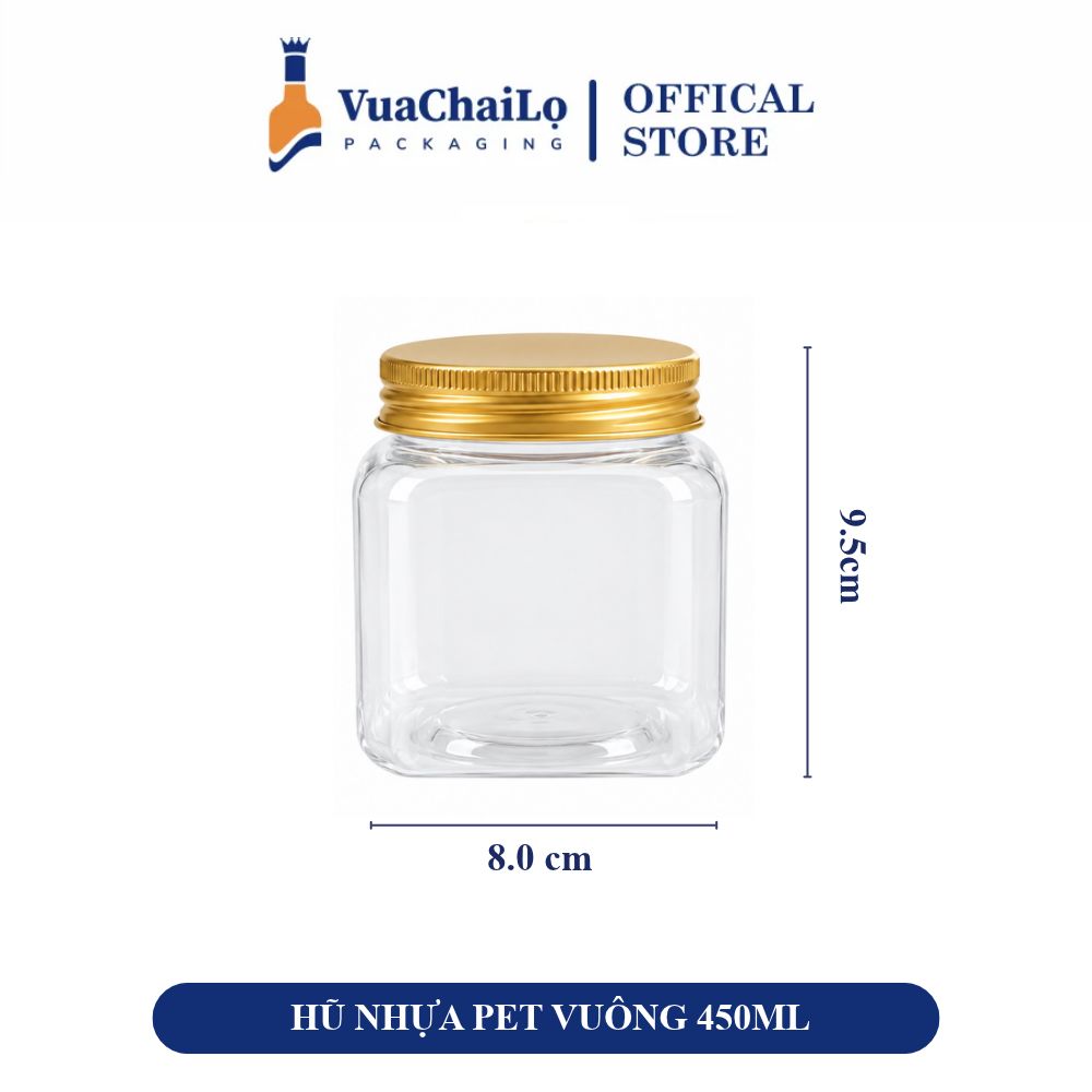 Hũ Nhựa PET Vuông 450ml