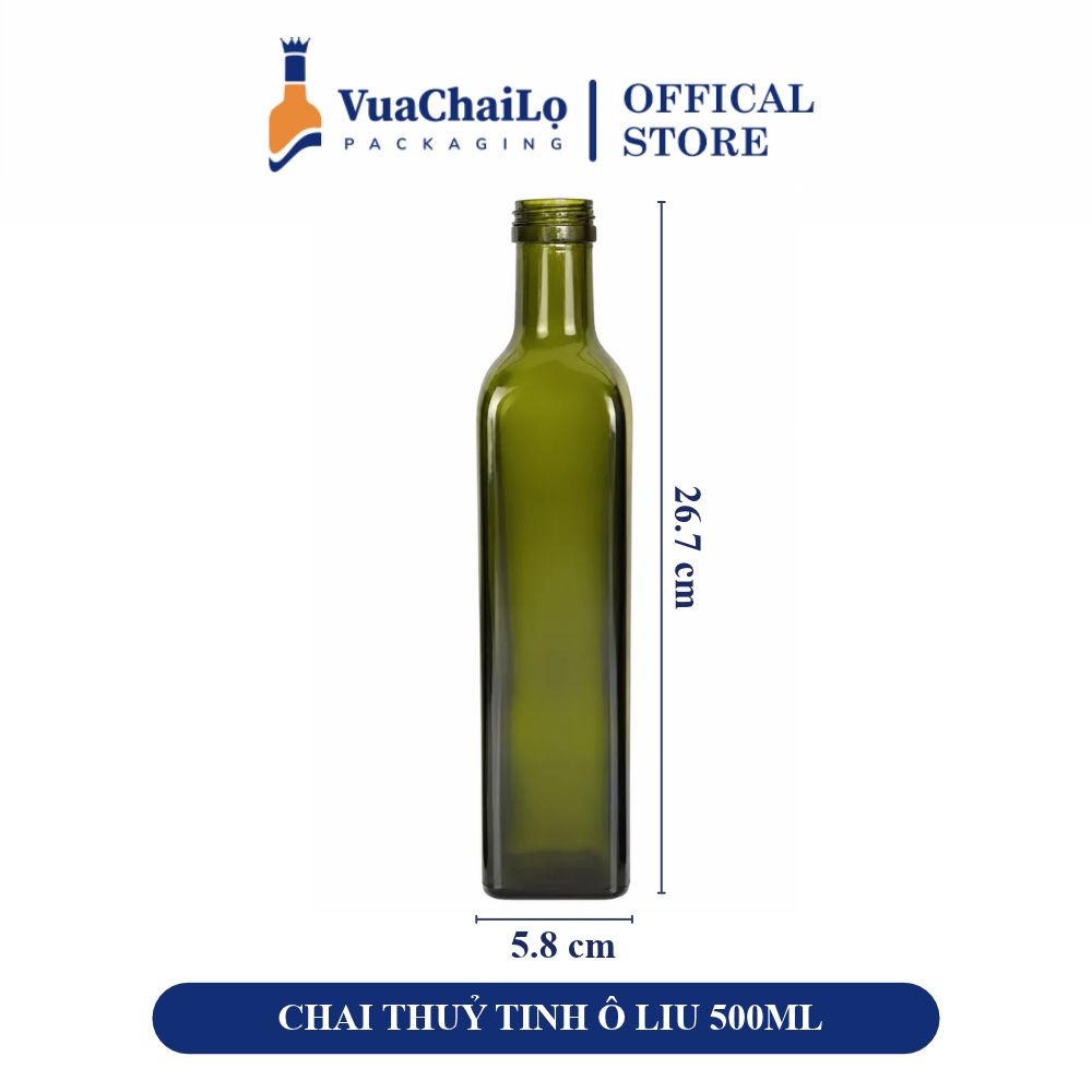 Chai Thuỷ Tinh Ô Liu Vuông 500ml