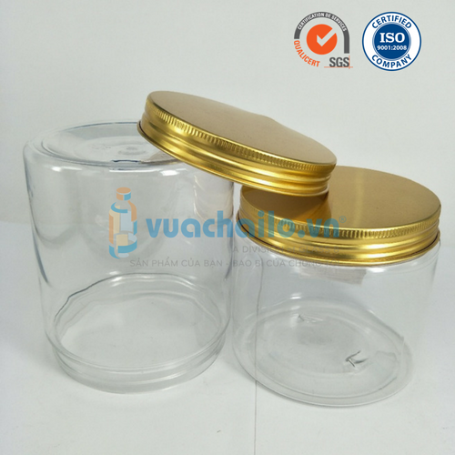 Hũ Thực Phẩm Nhựa Pet Nắp Nhôm Vàng