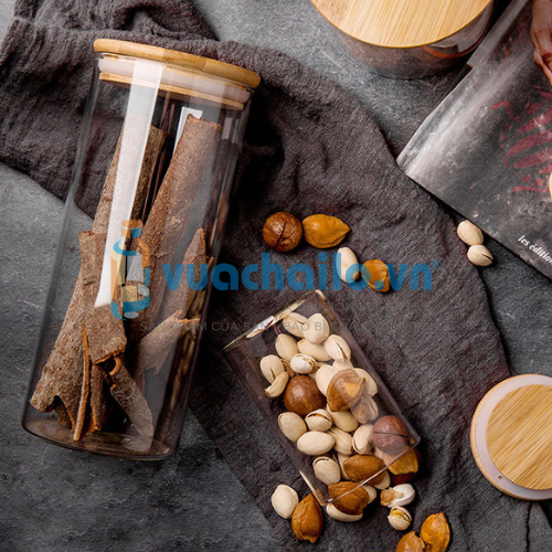 Hũ Thủy Tinh Nắp Gỗ Tre