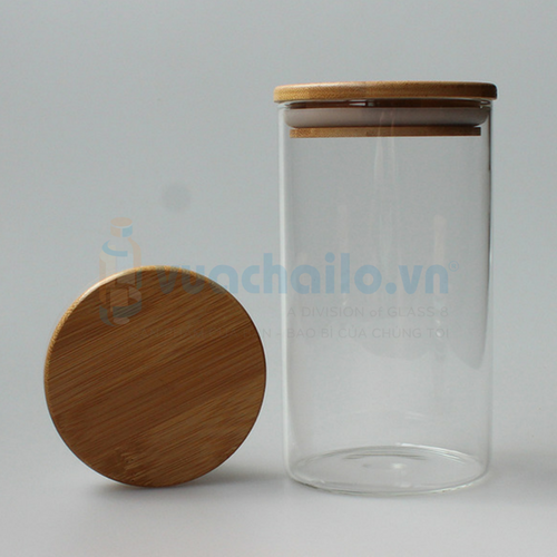 Bán Sỉ Lọ Thủy Tinh Nắp Gỗ Tre 1000ml