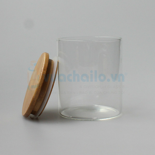 Lọ Thủy Tinh Nắp Gỗ Tre 450ML