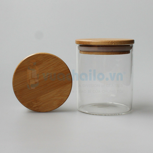 Lọ Thủy Tinh Nắp Gỗ Tre 450ML