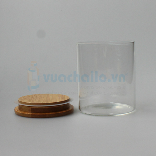 Lọ Thủy Tinh Nắp Gỗ Tre 450ML