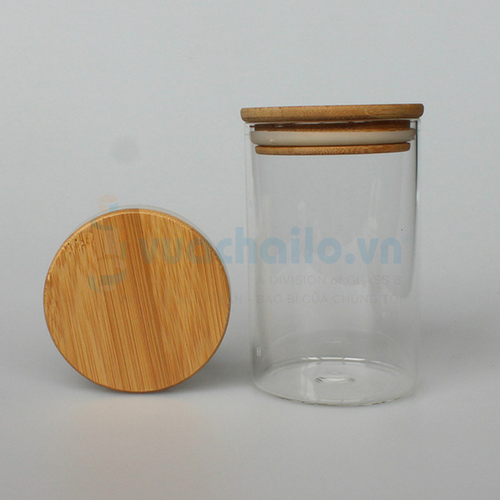 Lọ Thủy Tinh Nắp Gỗ Tre 500ML