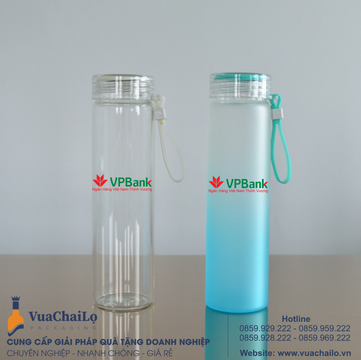 Chai nước thủy tinh in logo tại các cơ quan