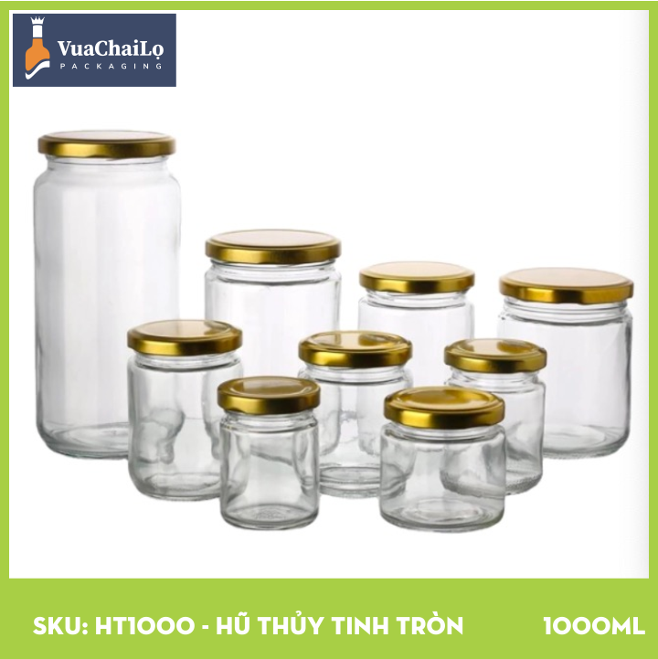Hũ Thủy Tinh Tròn 1000ML