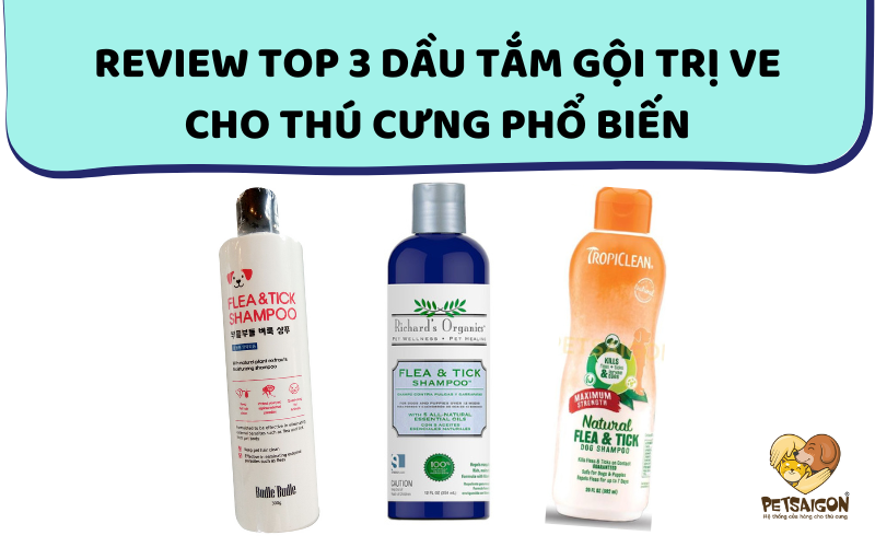 REVIEW TOP 3 DẦU TẮM GỘI TRỊ VE CHO THÚ CƯNG PHỔ BIẾN - PETSAIGON