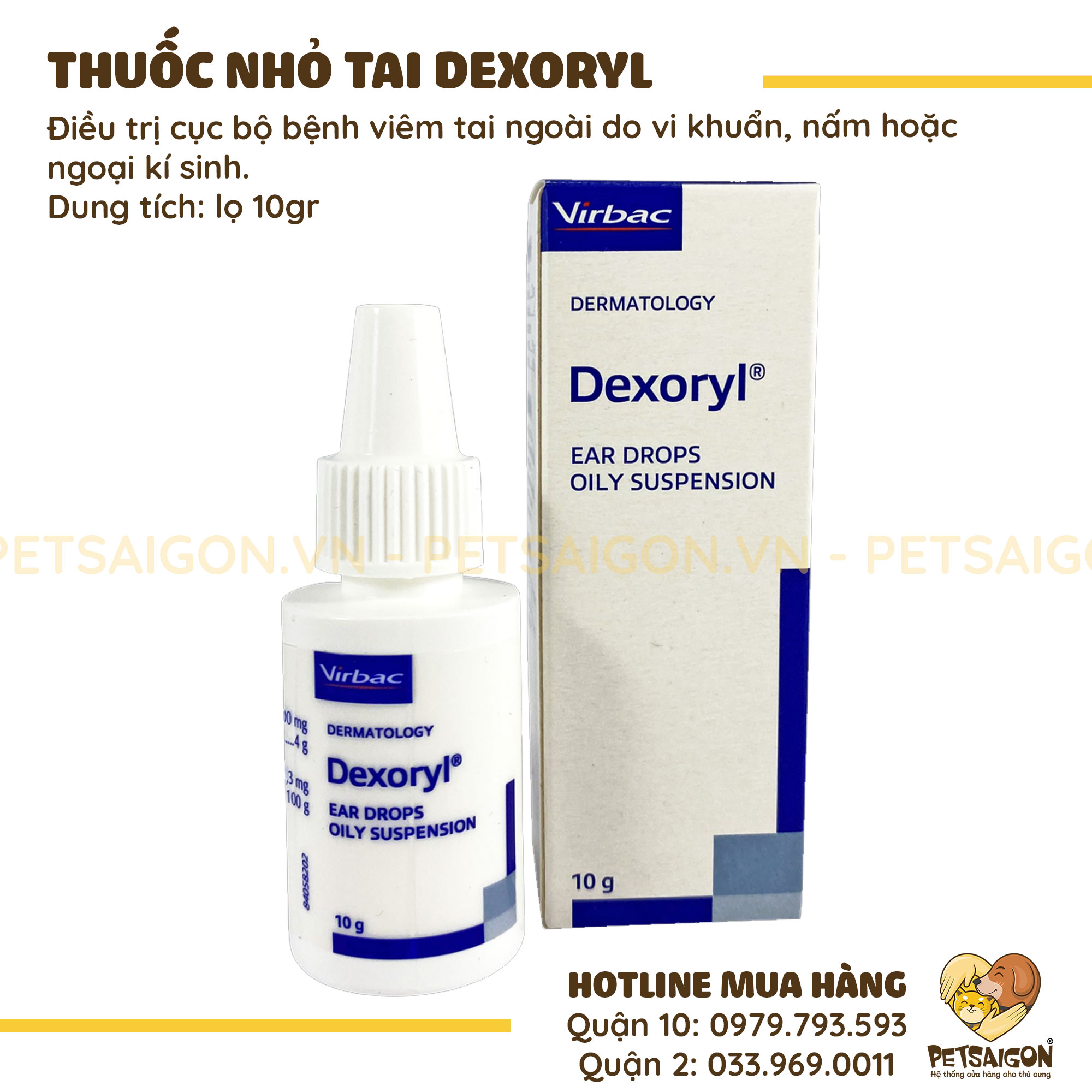 thuốc nhỏ tai dexoryl cho chó mèo