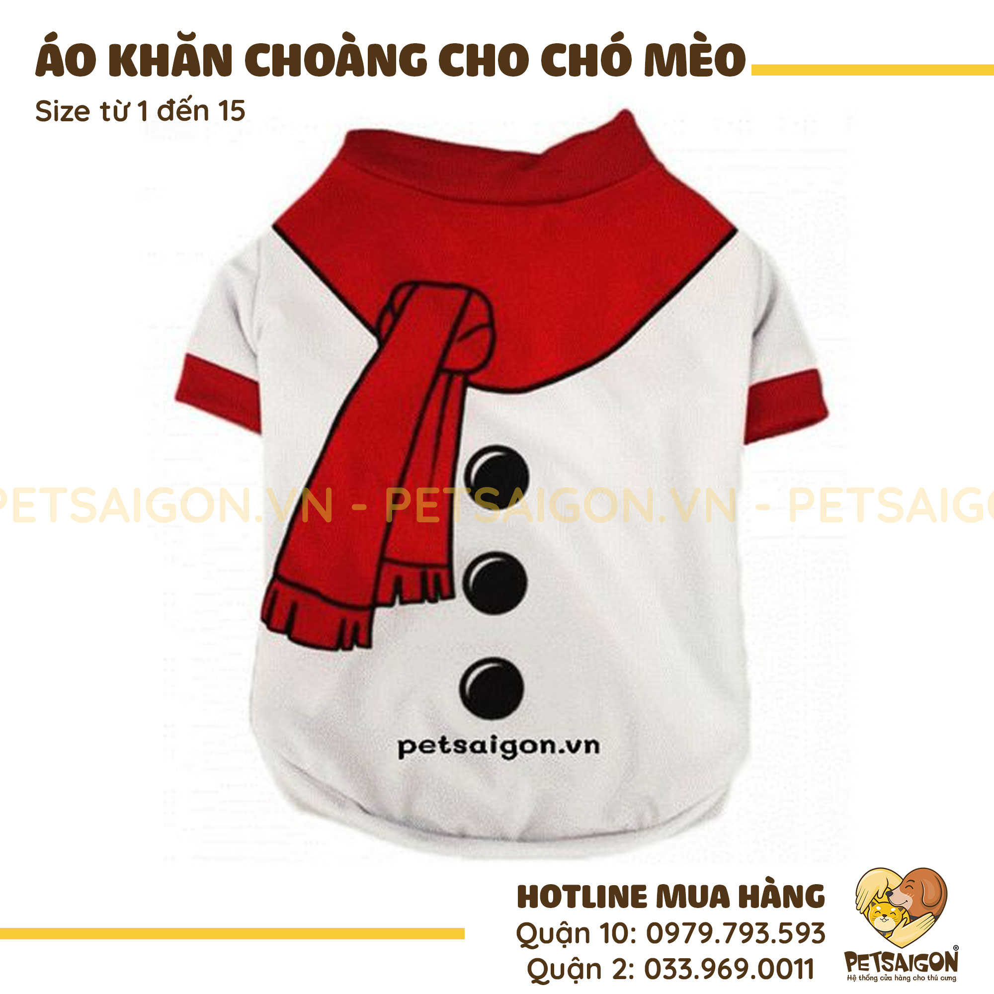 Áo Cho Chó Mèo In Hình Khăn Choàng