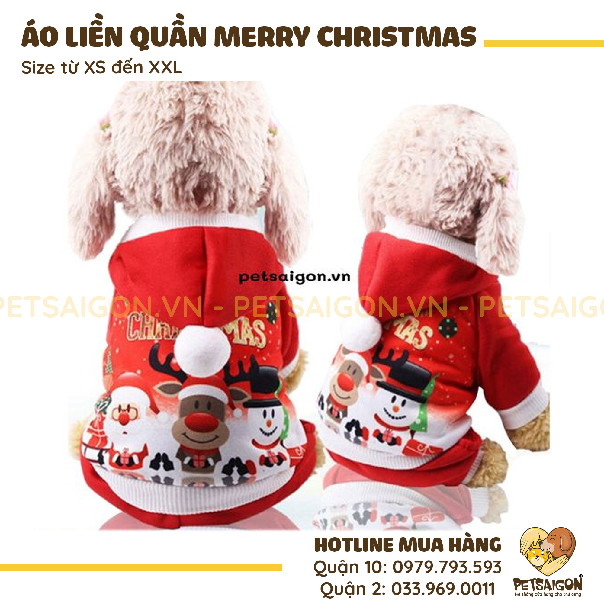 Áo Liền Quần Cho Chó Mèo Merry Christmas