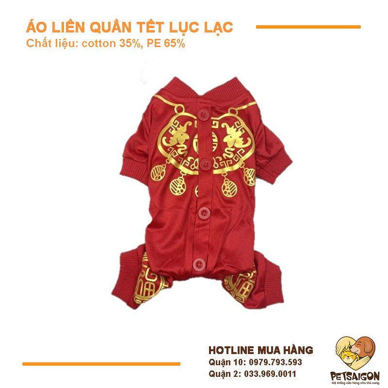 Áo Tết Cho Chó Mèo - Áo Liền Quần Tết Lục Lạc