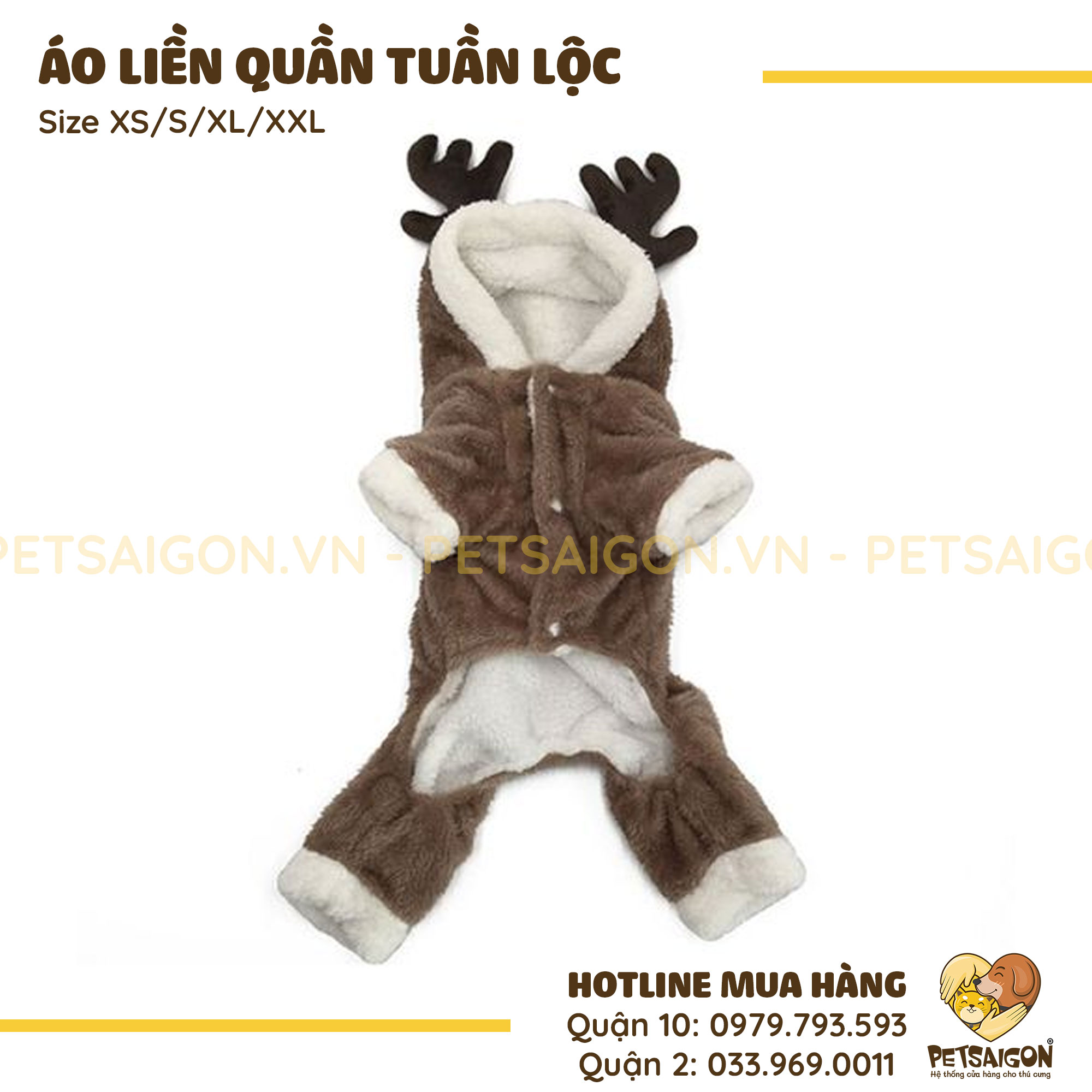 Áo Liền Quần Cho Chó Mèo Hình Tuần Lộc