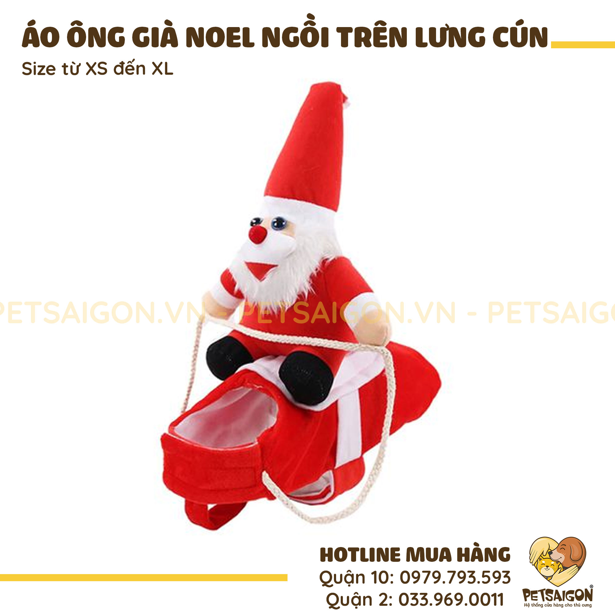 Áo Cho Chó Mèo Hình Ông Già Noel Cưỡi Trên Lưng Cún