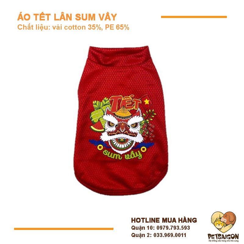 Áo Tết Cho Chó Mèo - Áo Tết Lân Sum Vầy