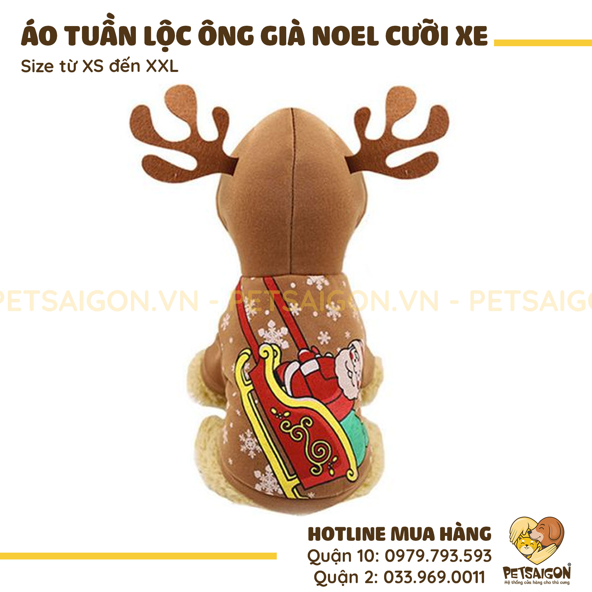 Áo Cho Chó Mèo Áo Tuần Lộc Ông Già Noel Cưỡi Xe
