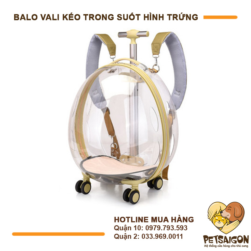 Balo Cho Chó Mèo - Vali Kéo Hình Trứng