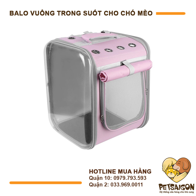 Balo Cho Chó Mèo Vuông Trong Suốt