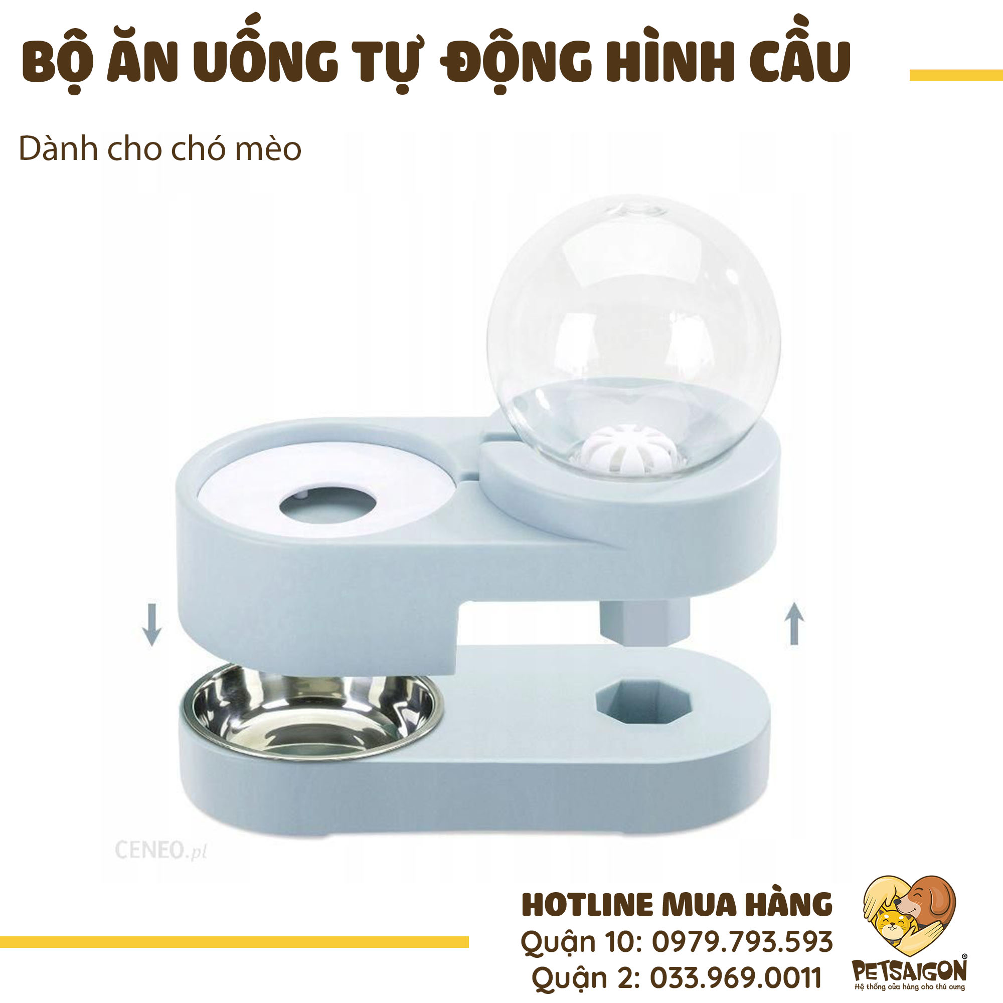 Bộ Ăn Uống Cho Chó Mèo Hình Cầu