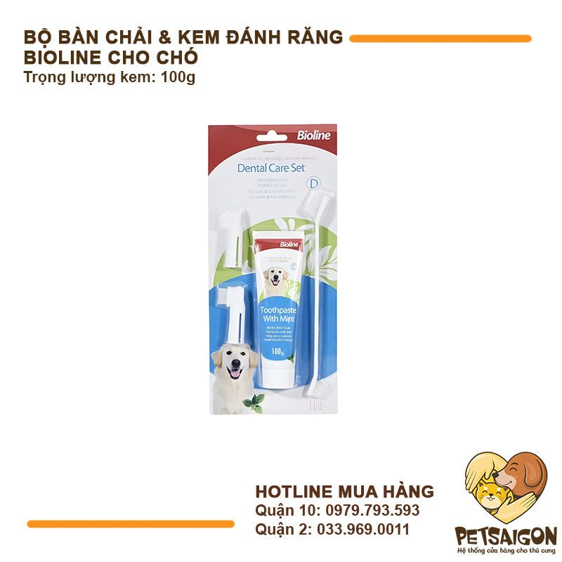 Bộ Bàn Chải & Kem Đánh Răng Cho Chó Bioline