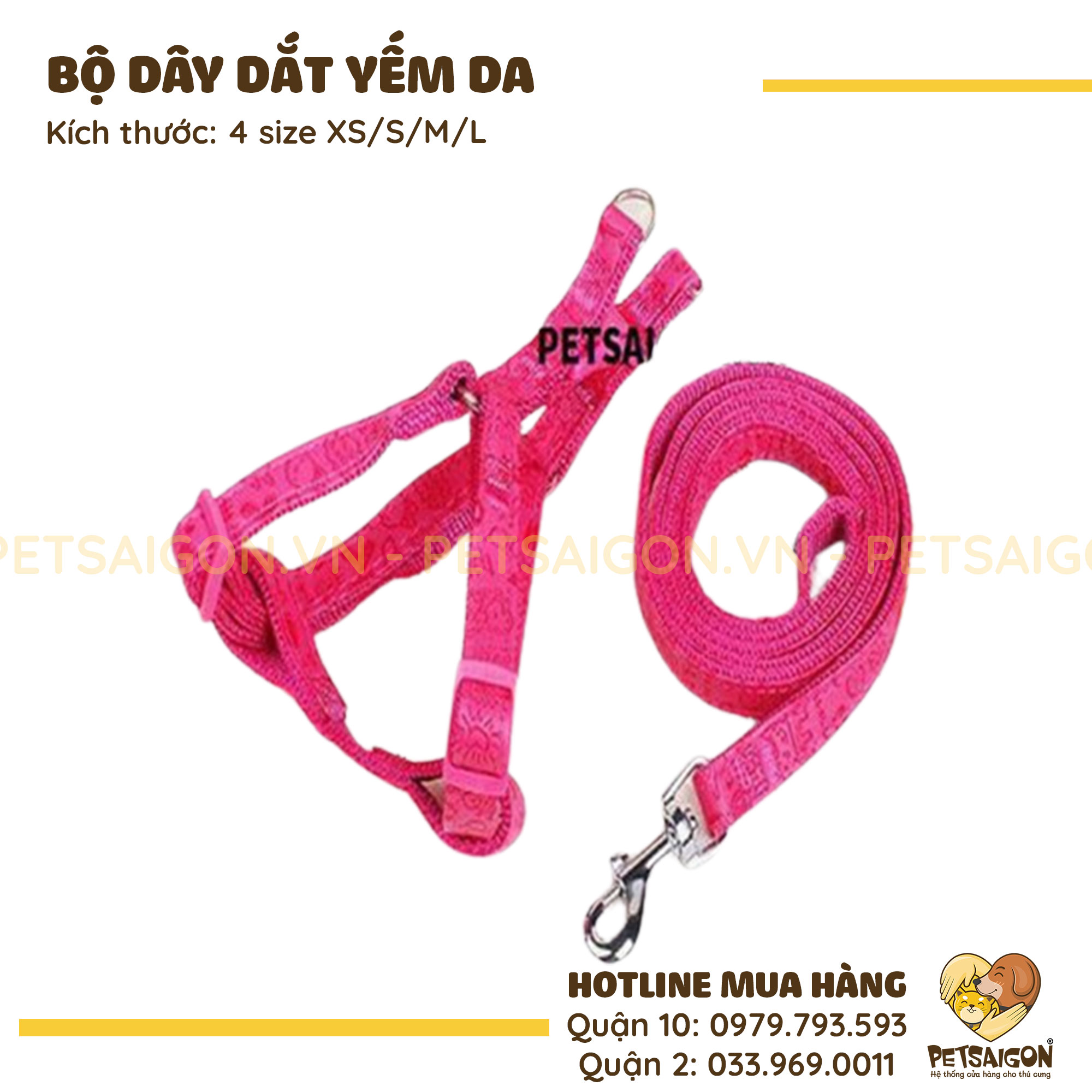 Dây Yếm Dắt Chó Mèo Bằng Da Có Họa Tiết Dễ Thương