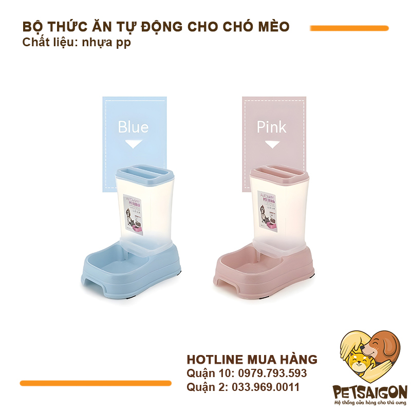 Bộ Khay Ăn Cho Chó Mèo Có Bình Cấp Thức Ăn Tự Động