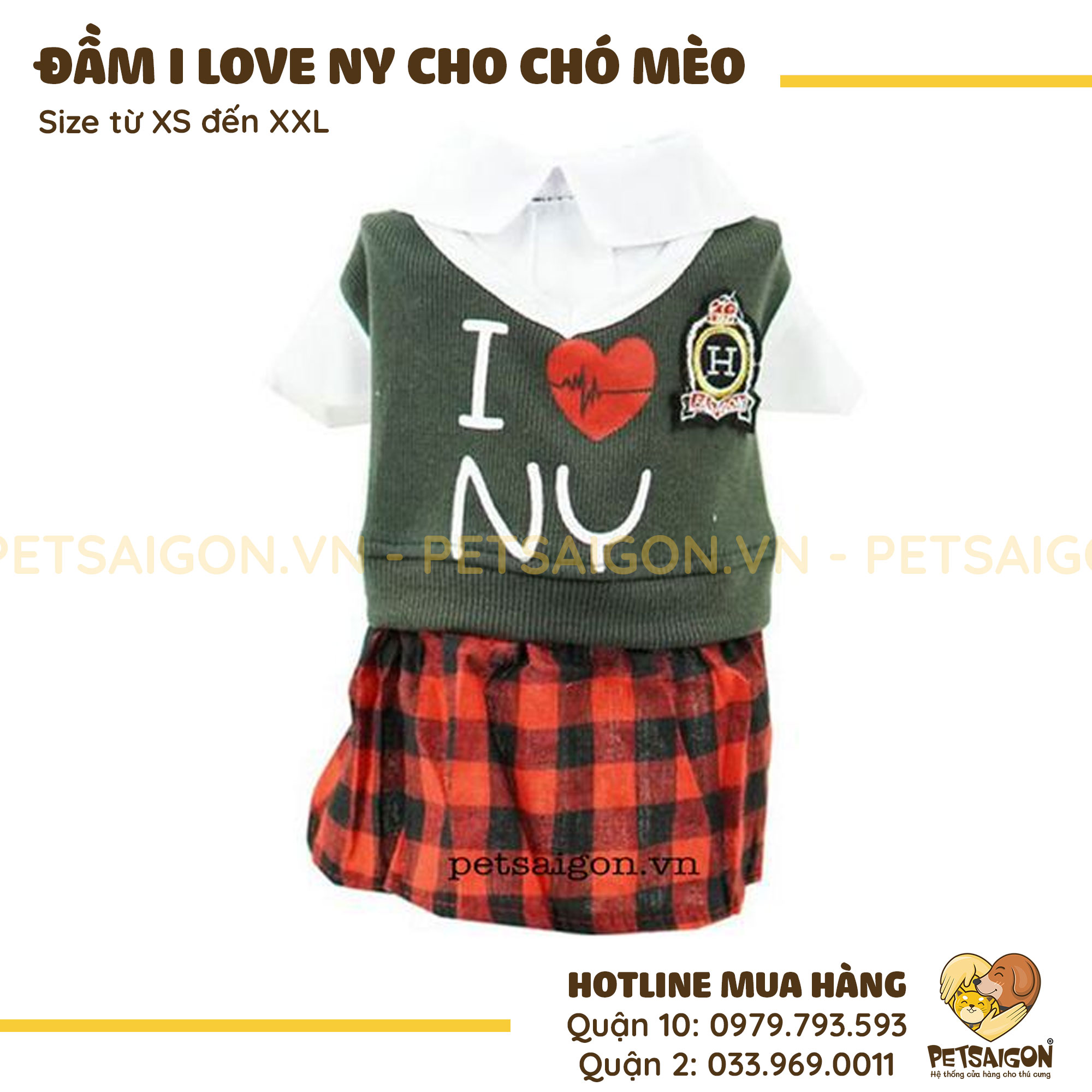 Đầm Cho Chó Mèo In Chữ I Love NY