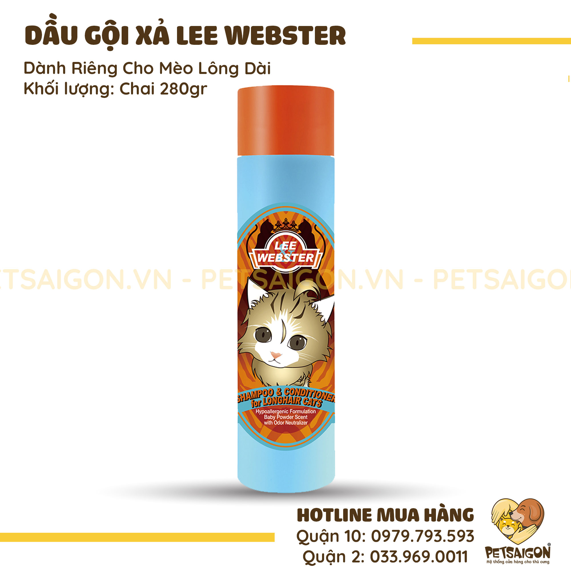 Dầu Gội Và Xả Cho Mèo Lông Dài Lee Webster