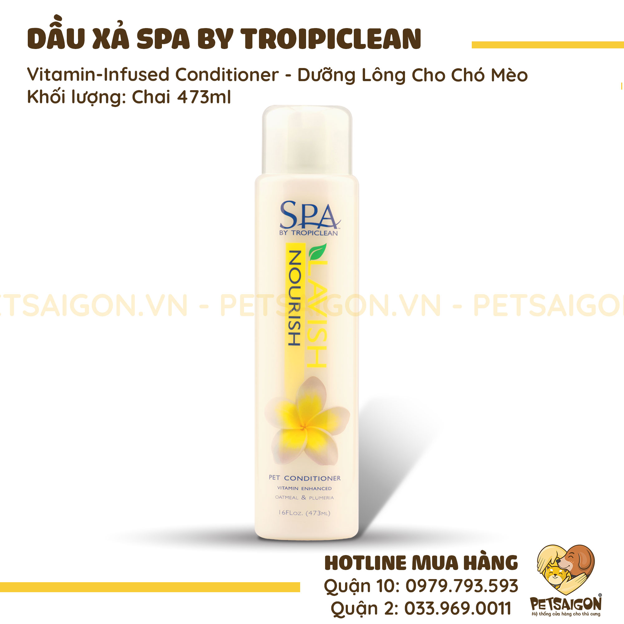 Dầu Xả Cho Chó Mèo Spa Tropiclean Hương Vani - 473ml