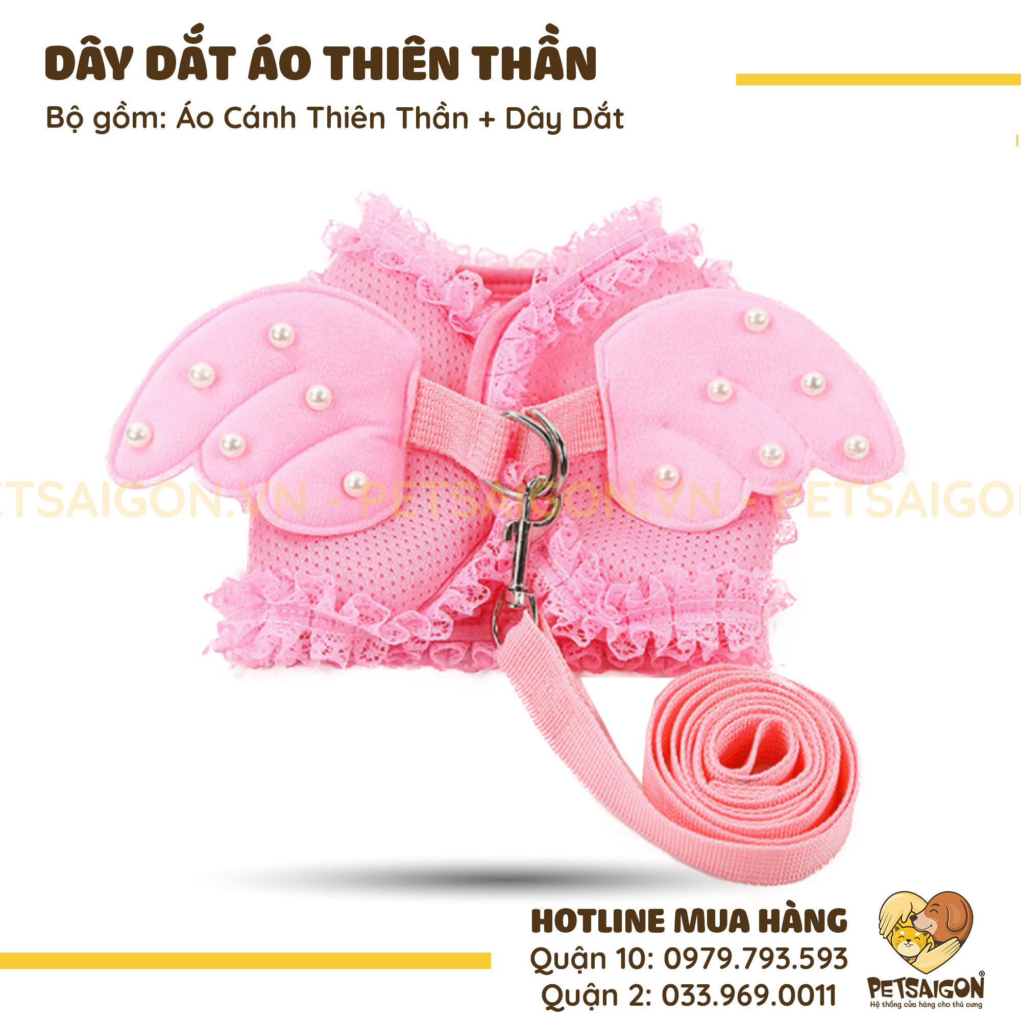 Dây Dắt Cho Chó Mèo Dạng Áo Cánh Thiên Thần