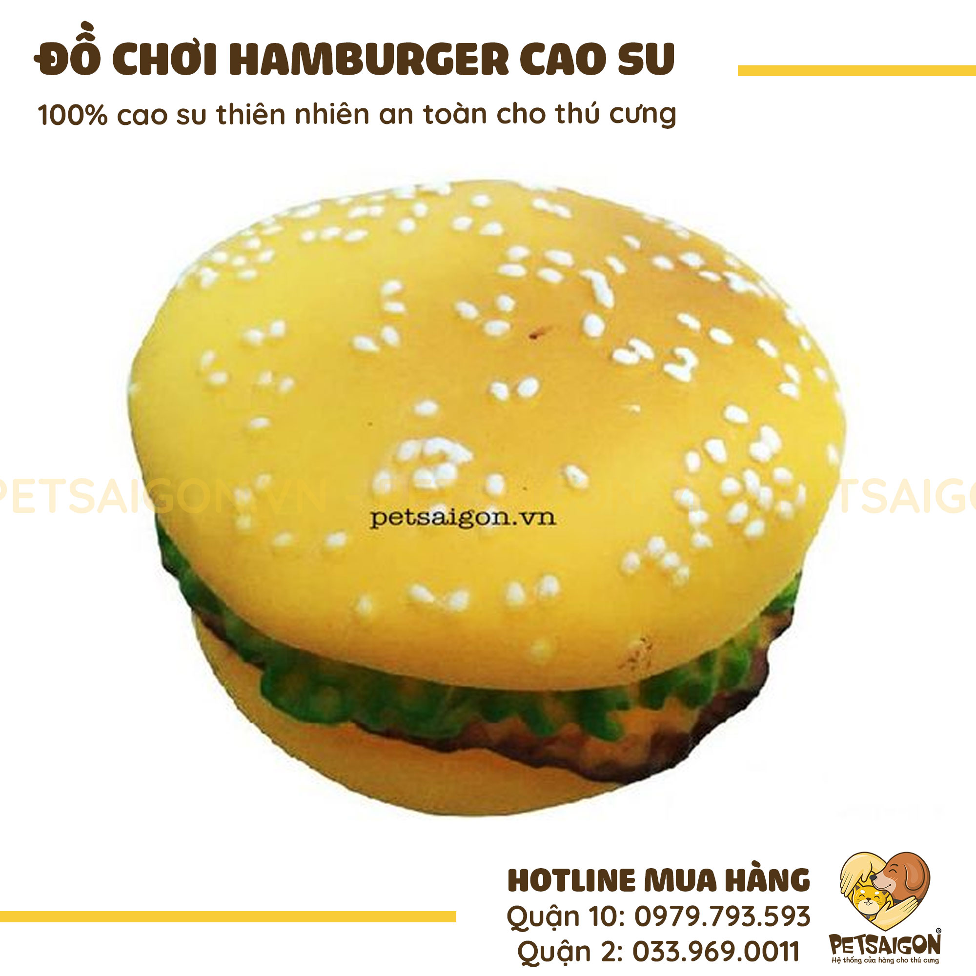 Đồ Chơi Cho Chó Mèo Hamburger Bằng Cao Su Có Còi