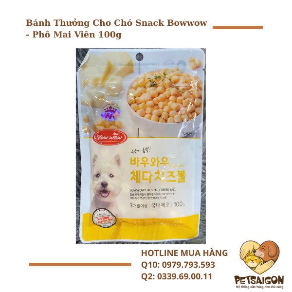 Bánh Thưởng Cho Chó Snack Bowwow - Phô Mai Viên 100g