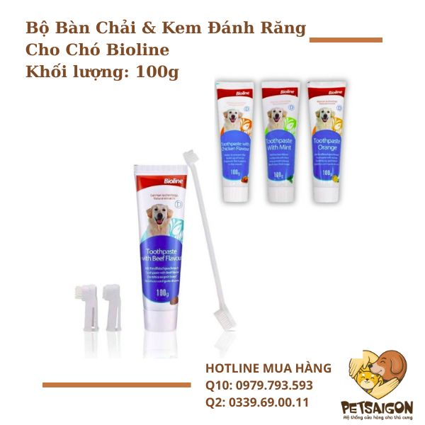 Bộ Bàn Chải & Kem Đánh Răng Cho Chó Bioline