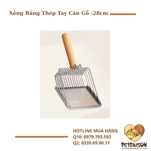 Xẻng bằng thép tay cán gỗ -28cm