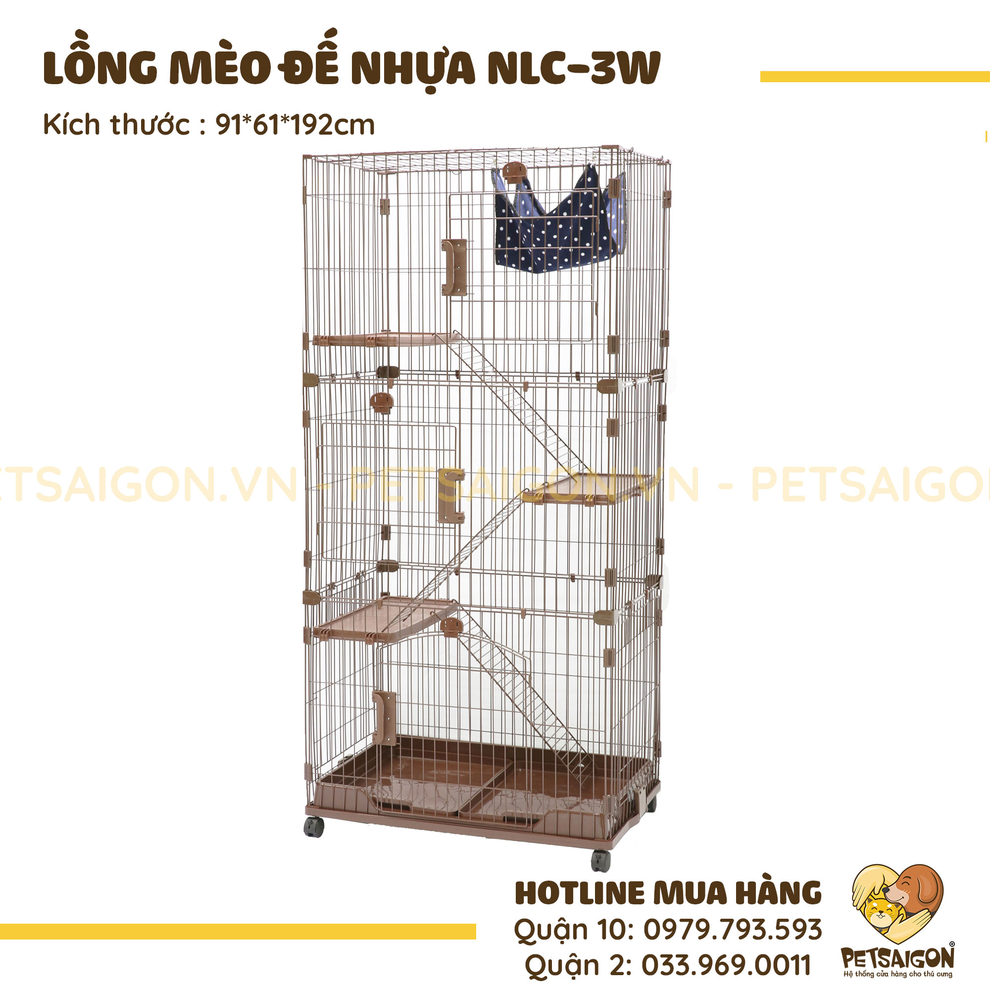 Lồng Cho Mèo Đế Nhựa Mã NLC-3W