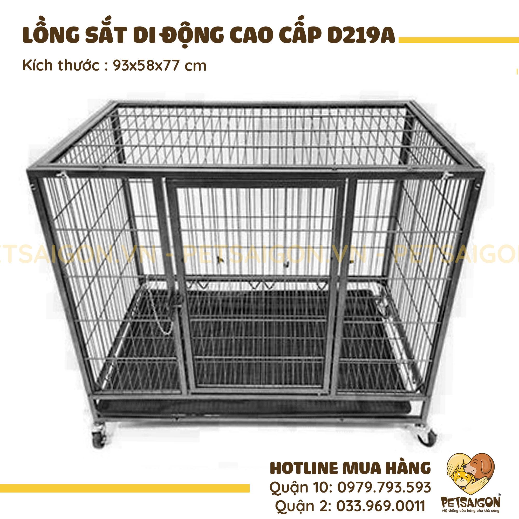 Lồng Cho Chó Mèo Di Động Cao Cấp Bằng Sắt Mã D219A