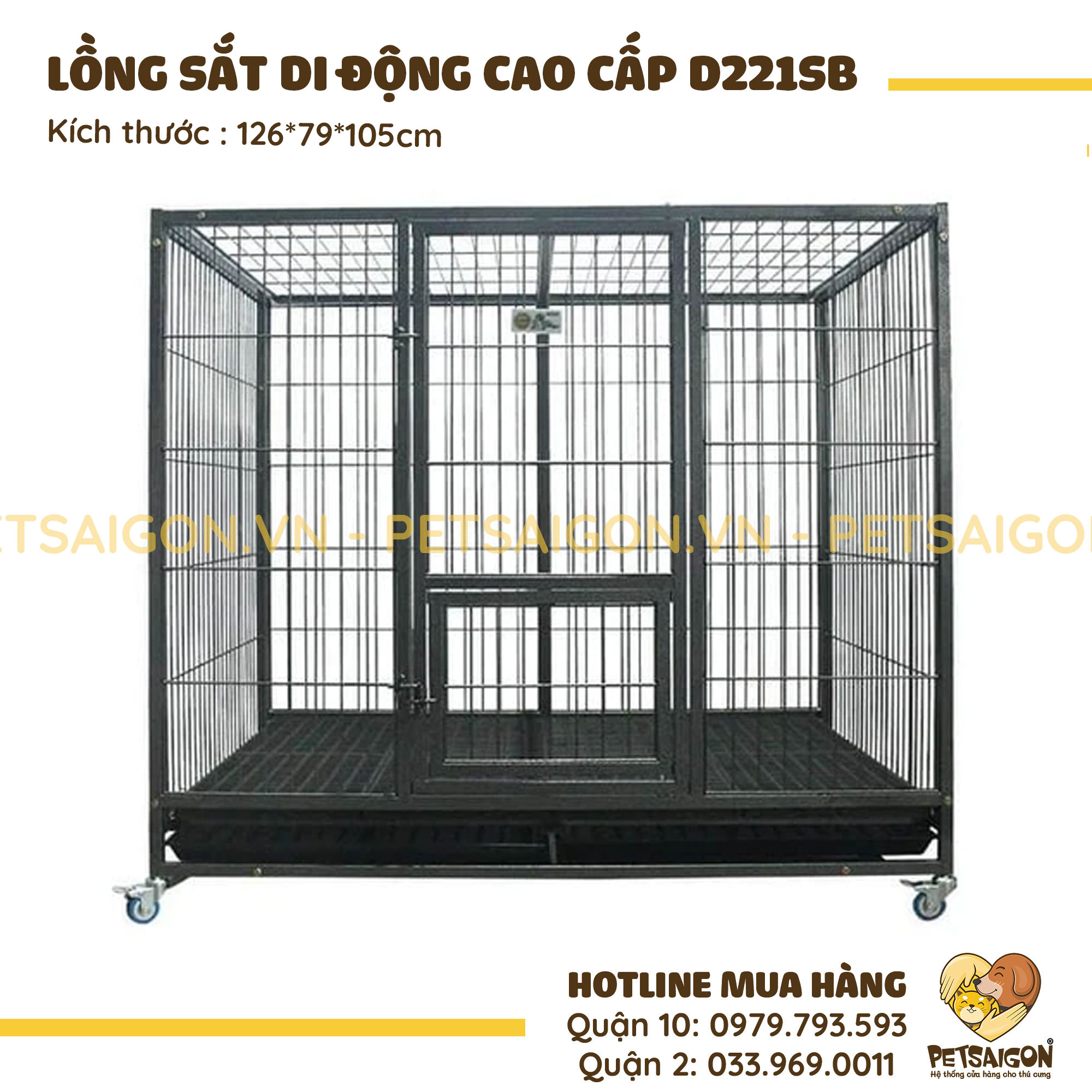 Lồng Cho Chó Mèo Di Động Cao Cấp Bằng Sắt Mã D221SB