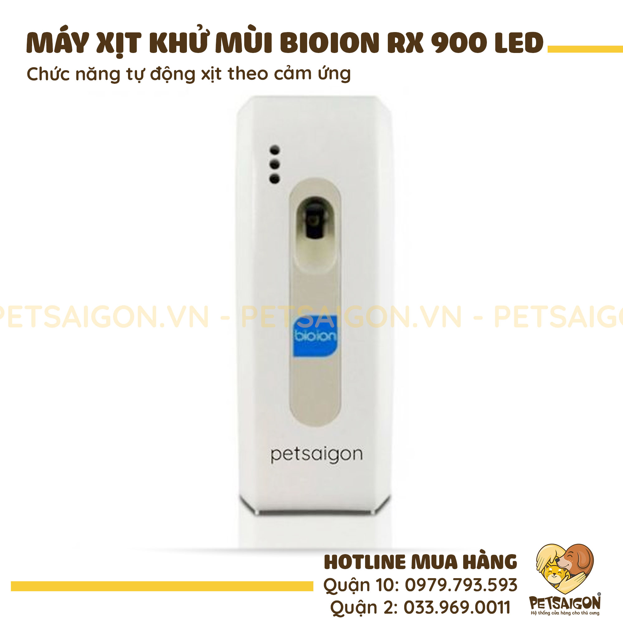 Máy Xịt Khử Mùi Chó Mèo Bioion RX 900 LED