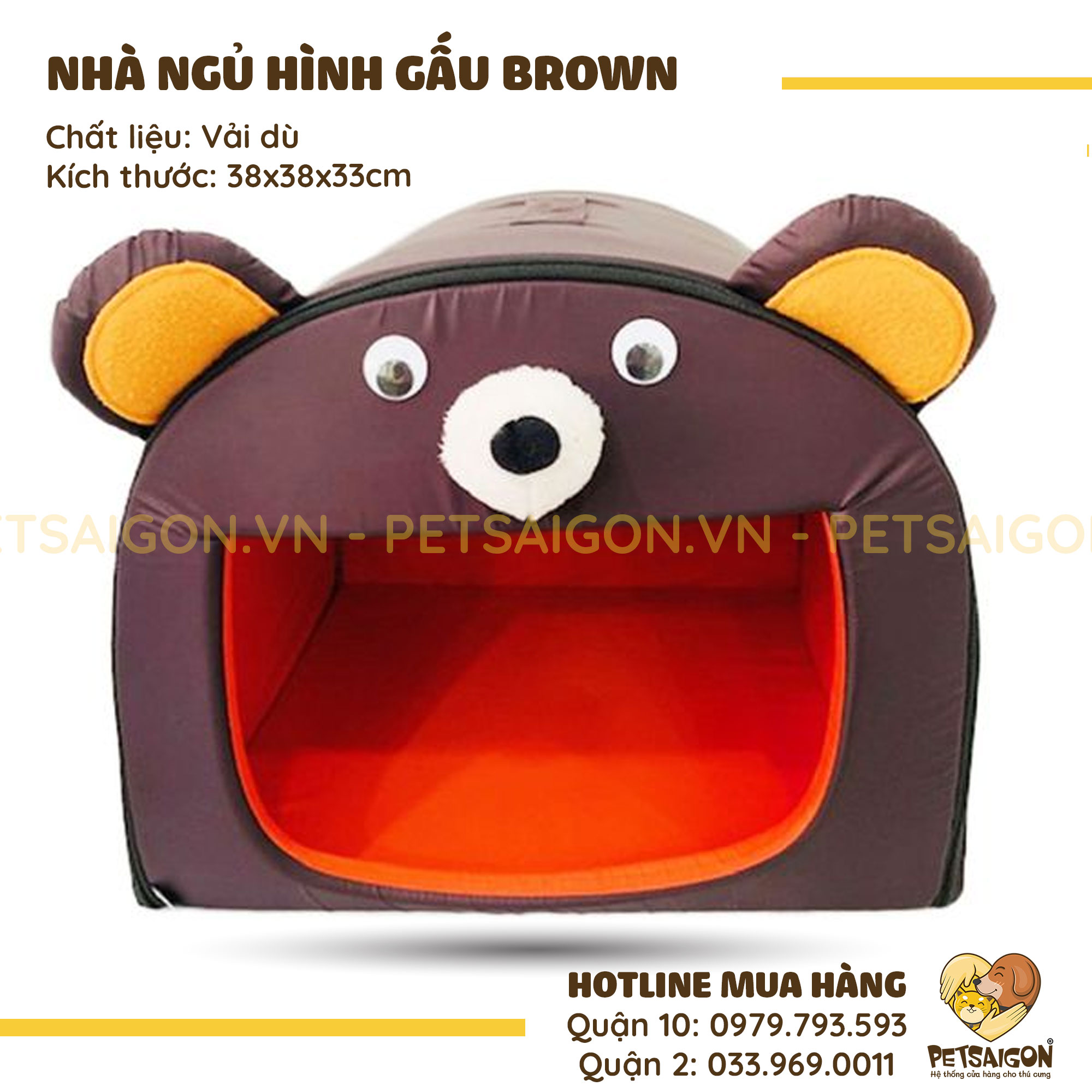 Nhà Nệm Cho Chó Mèo Hình Gấu Brown