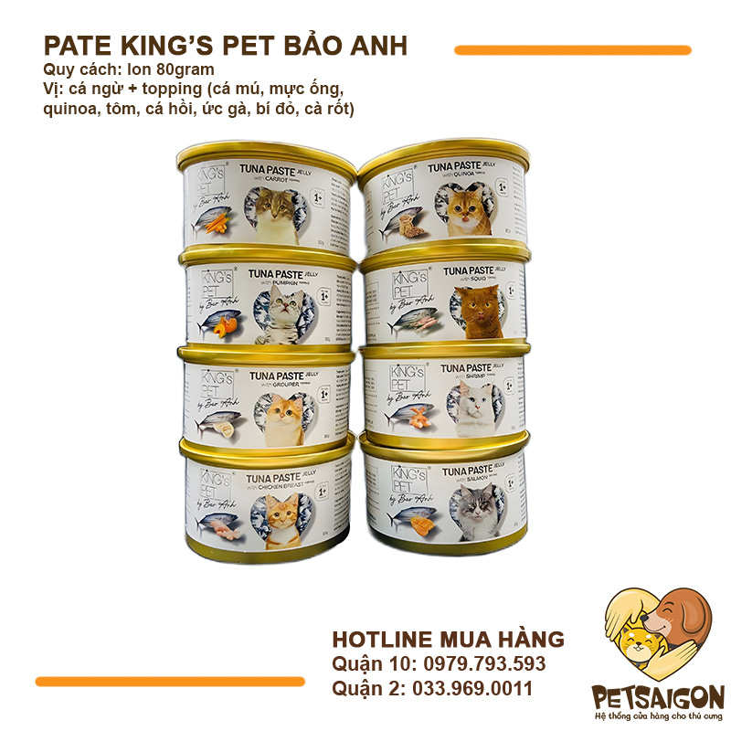 Pate Cho Mèo King's Pet Cá Ngừ Jelly By Bảo Anh Lon 80g