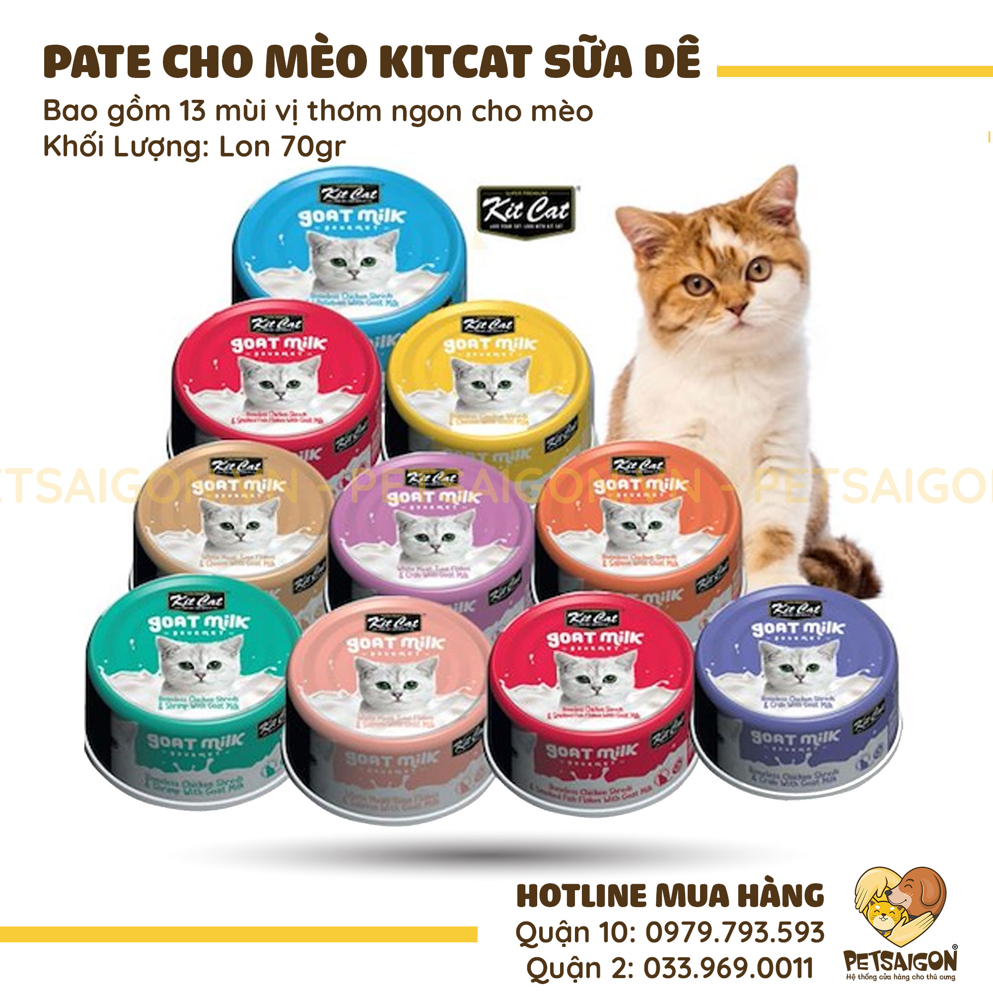 Pate Cho Mèo KitCat Sữa Dê Lon 70gr